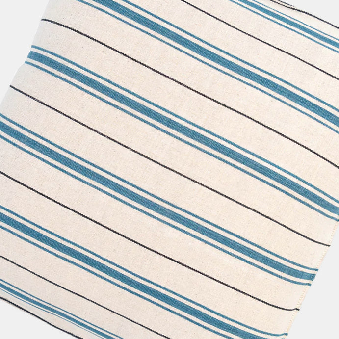 Deep Teal and Black Stripe Pillow, square