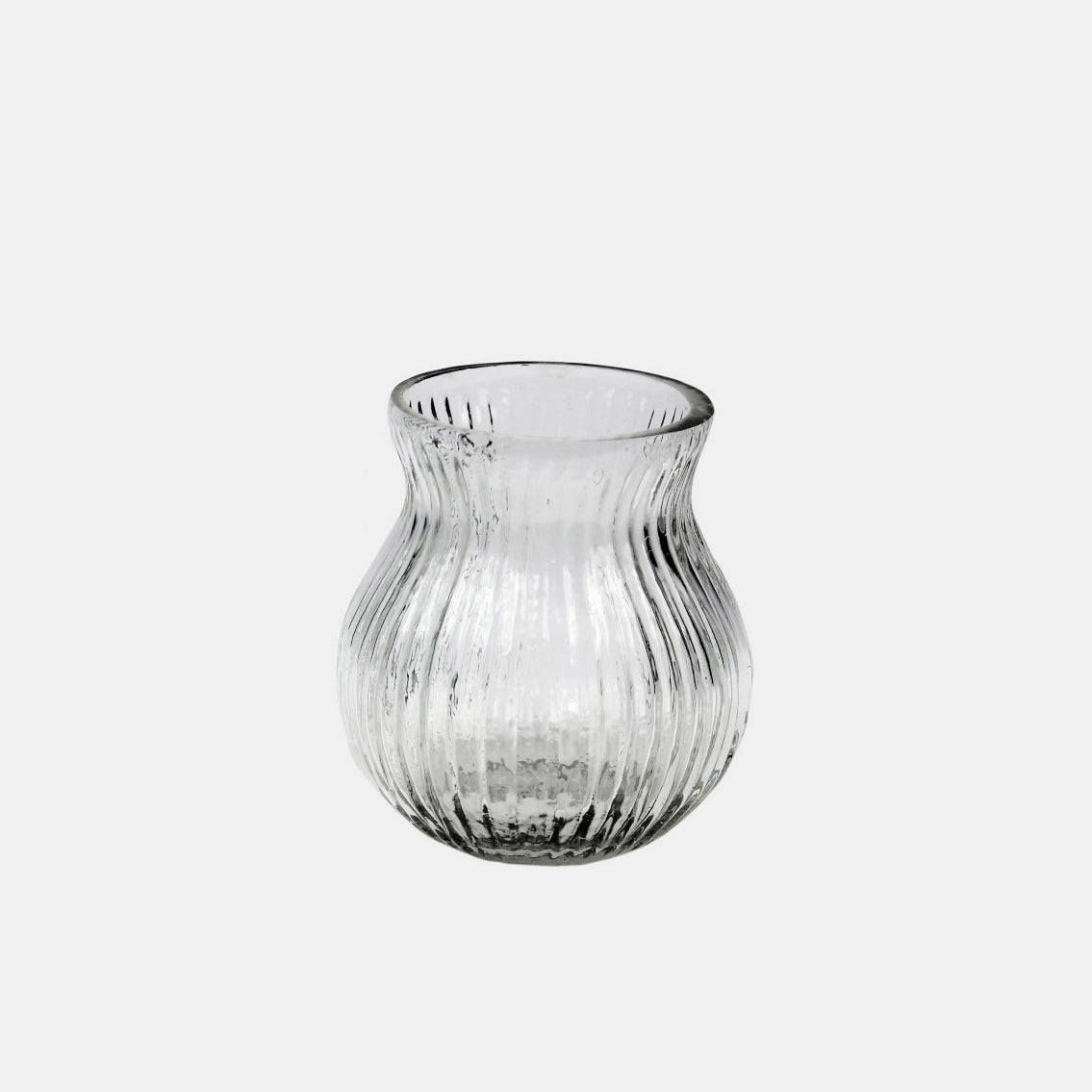 Clear Ribbed Tiny Glass Vase