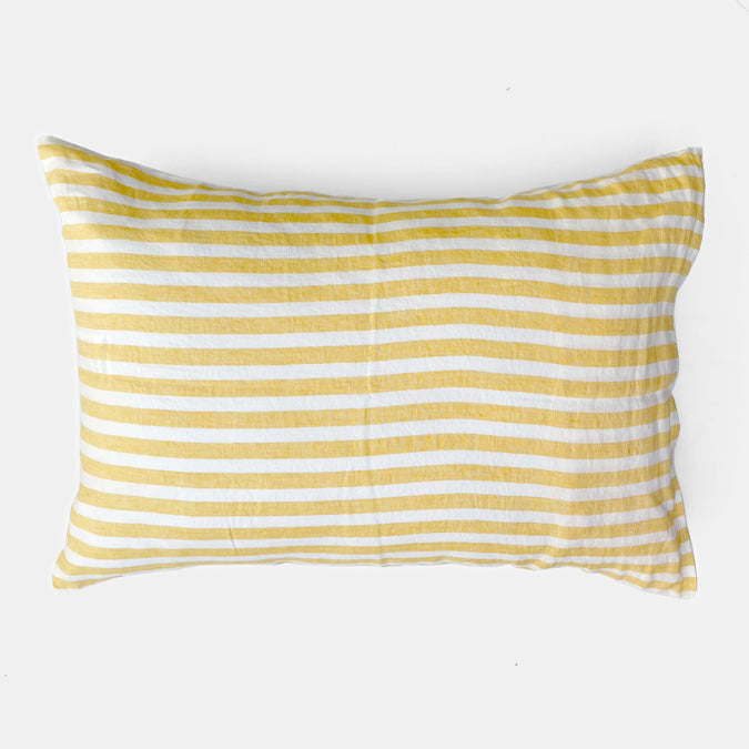 Linen Standard Pillowcase, big yellow stripe