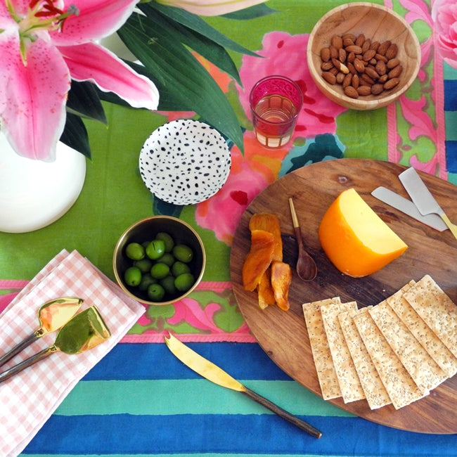 Nizam Acid Green Stripes Cotton Tablecloth