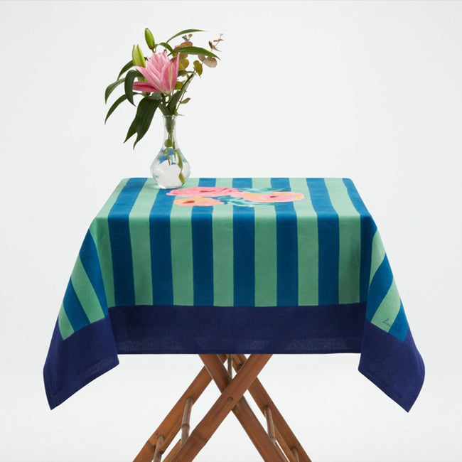 Nizam Acid Green Stripes Cotton Tablecloth