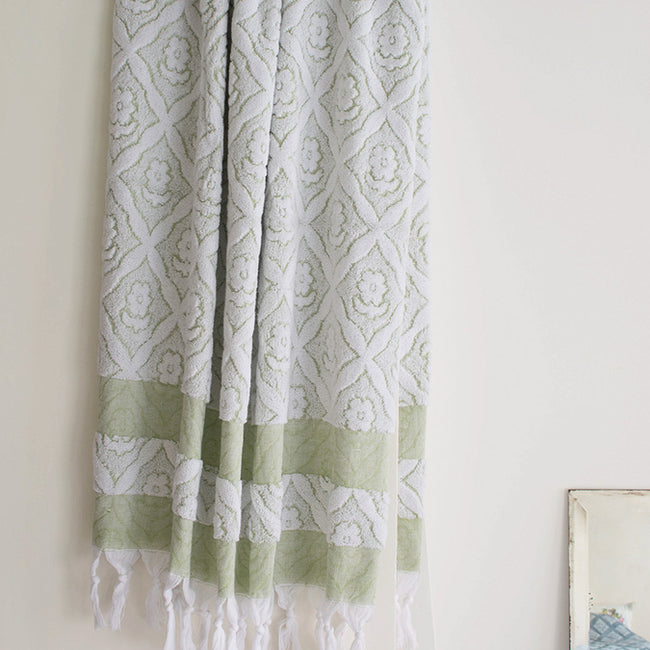 Flower Bath Towel, moss green