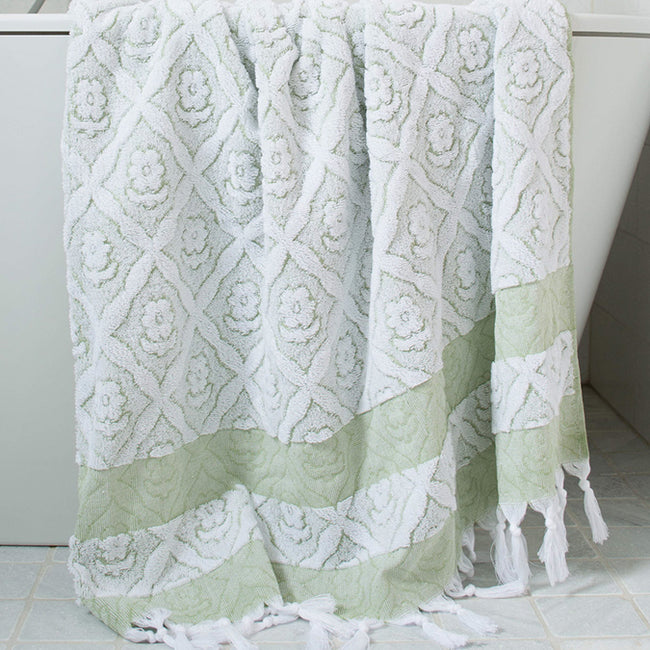 Flower Bath Towel, moss green