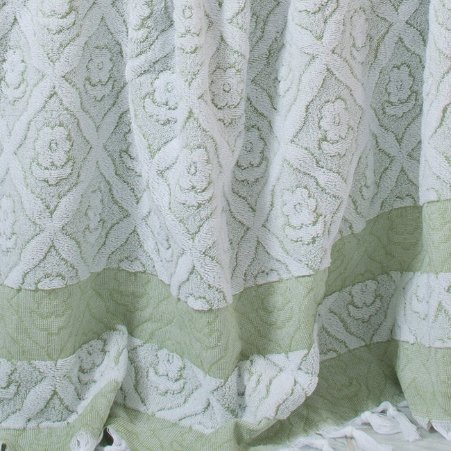 Flower Bath Towel, moss green