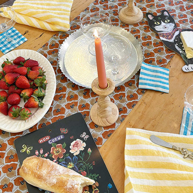 Linen Napkin in Large Yellow Stripes