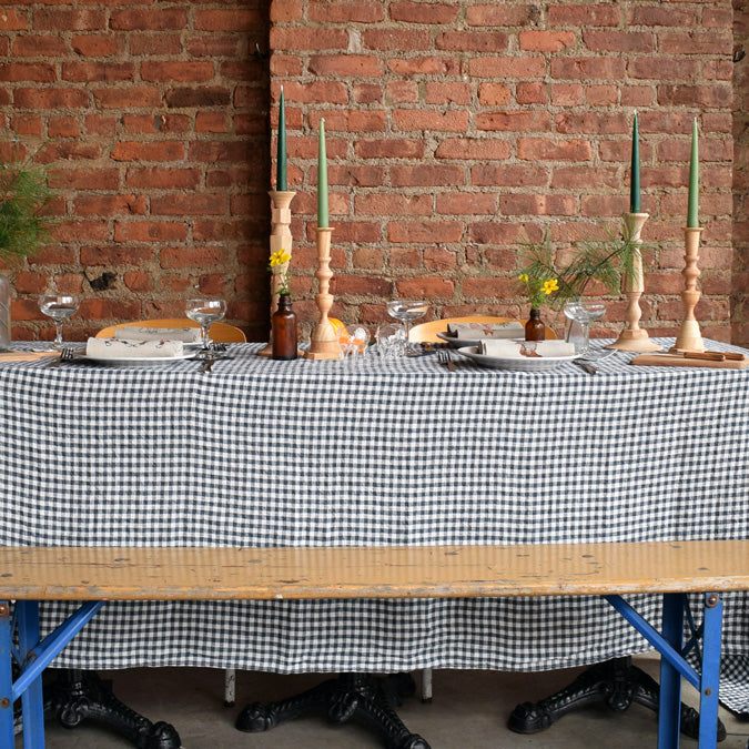 Linen Tablecloth, anthracite gingham