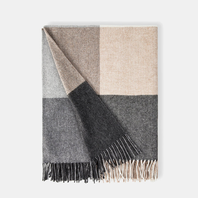 Rome Grey and Natural Cashmere Blend Throw