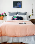 Linge Particulier Off White Standard Linen Pillowcase Sham with copper linen duvet and Lisa Corti bolster for a colorful linen bedding look in soft white - Collyer's Mansion