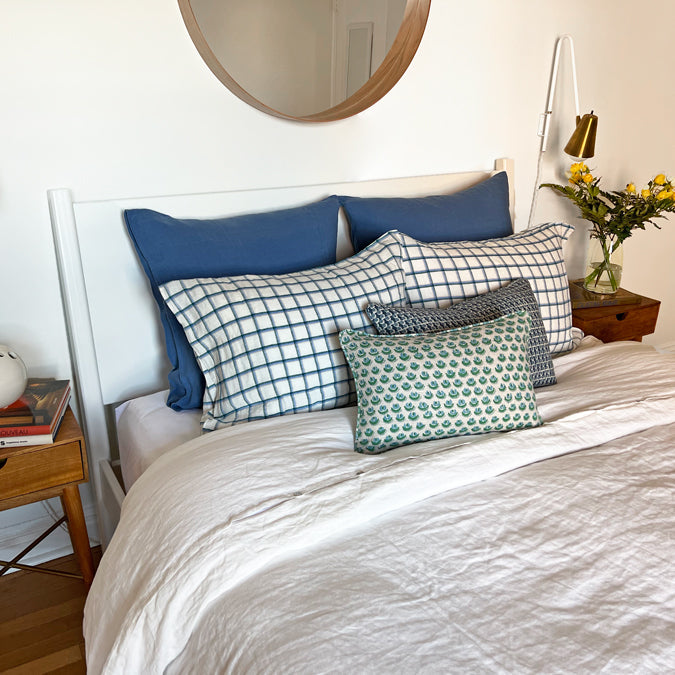 Linge Particulier Atlantic Blue Euro Linen Pillowcase Sham for a colorful linen bedding look in electric blue - Collyer's Mansion