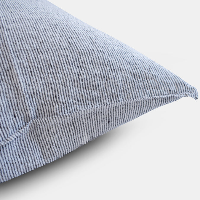 Linen Standard Pillowcase, black stripe