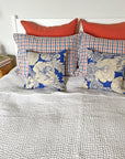 Linen Standard Pillowcase, blue coral gingham