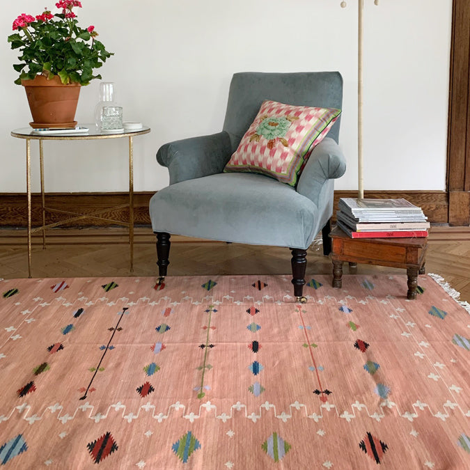 Aries Blush Multicolor Dhurrie Rug