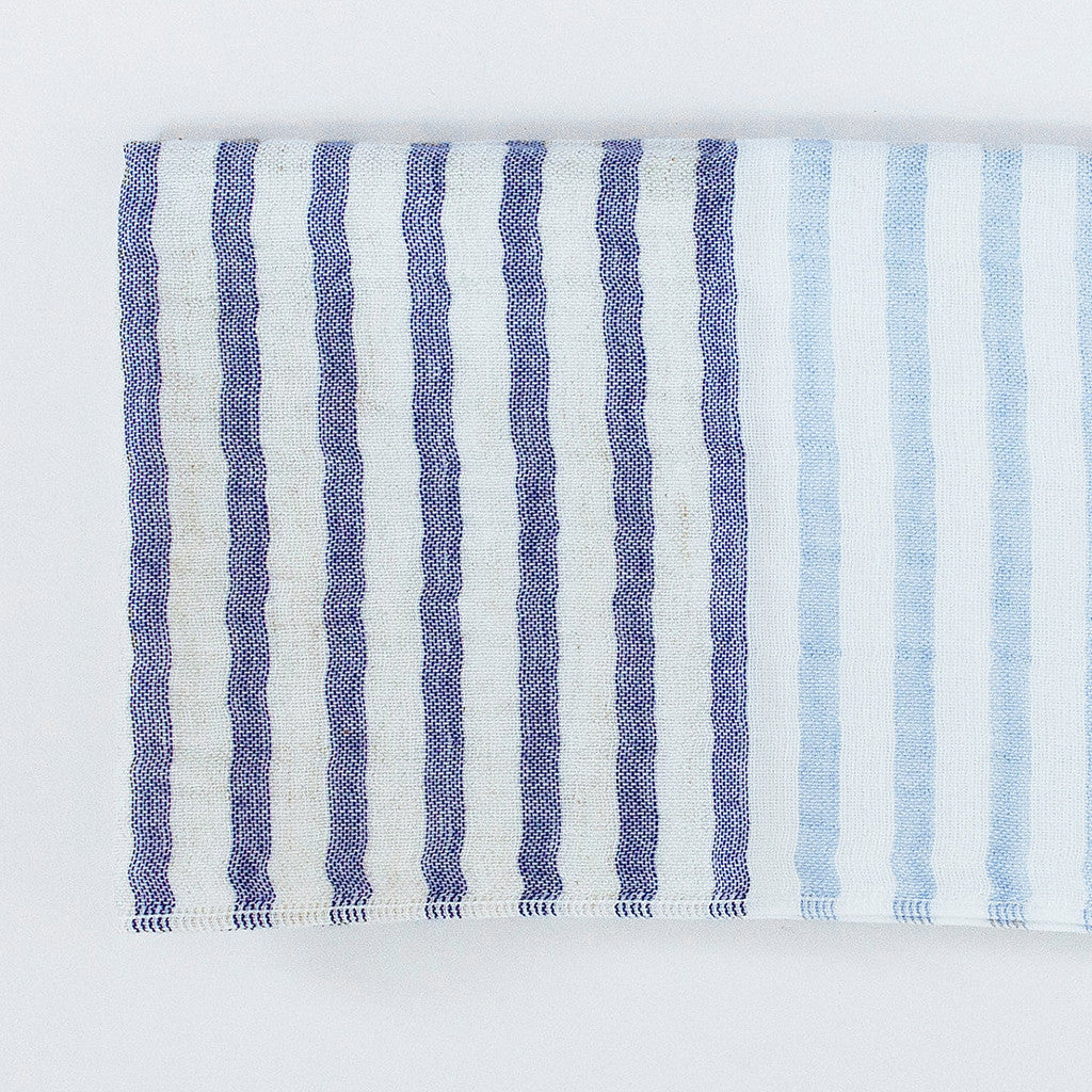 Two Tone Stripe Hand Towel in Blue