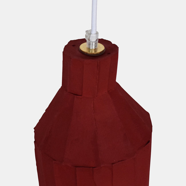 Crimson Cylinder Paper Clay Pendant