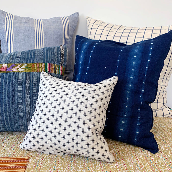 Light Blue Stripe Pillow, square