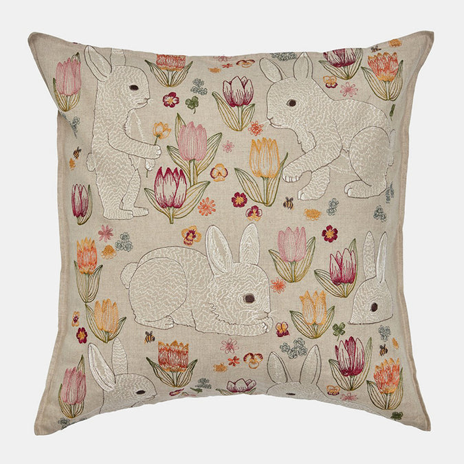 Bunnies and Blooms Pillow, square