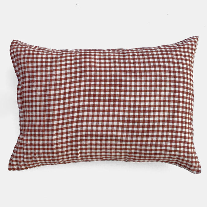 Linen Standard Pillowcase, dark old orange gingham