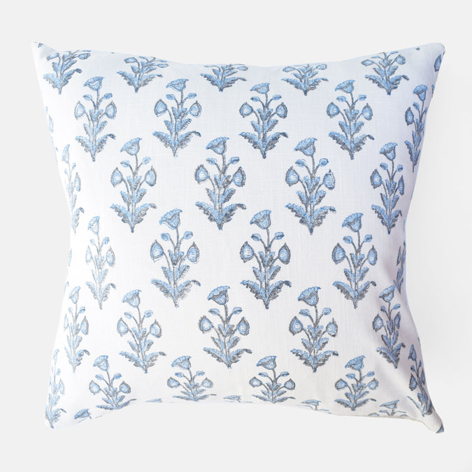 Blue Grey Dogflower Pillow, square
