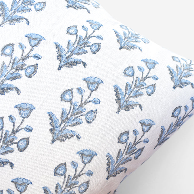 Blue Grey Dogflower Pillow, square