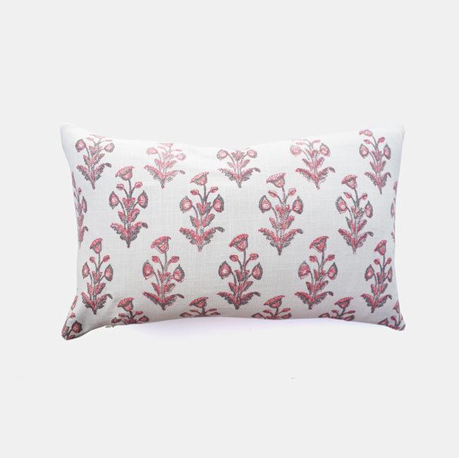 Pink Grey Dogflower Pillow, lumbar