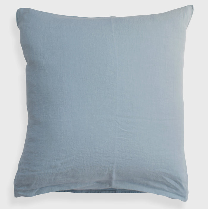 Linge Particulier Scandinavian Blue Euro Linen Pillowcase Sham for a colorful linen bedding look in grey blue - Collyer's Mansion