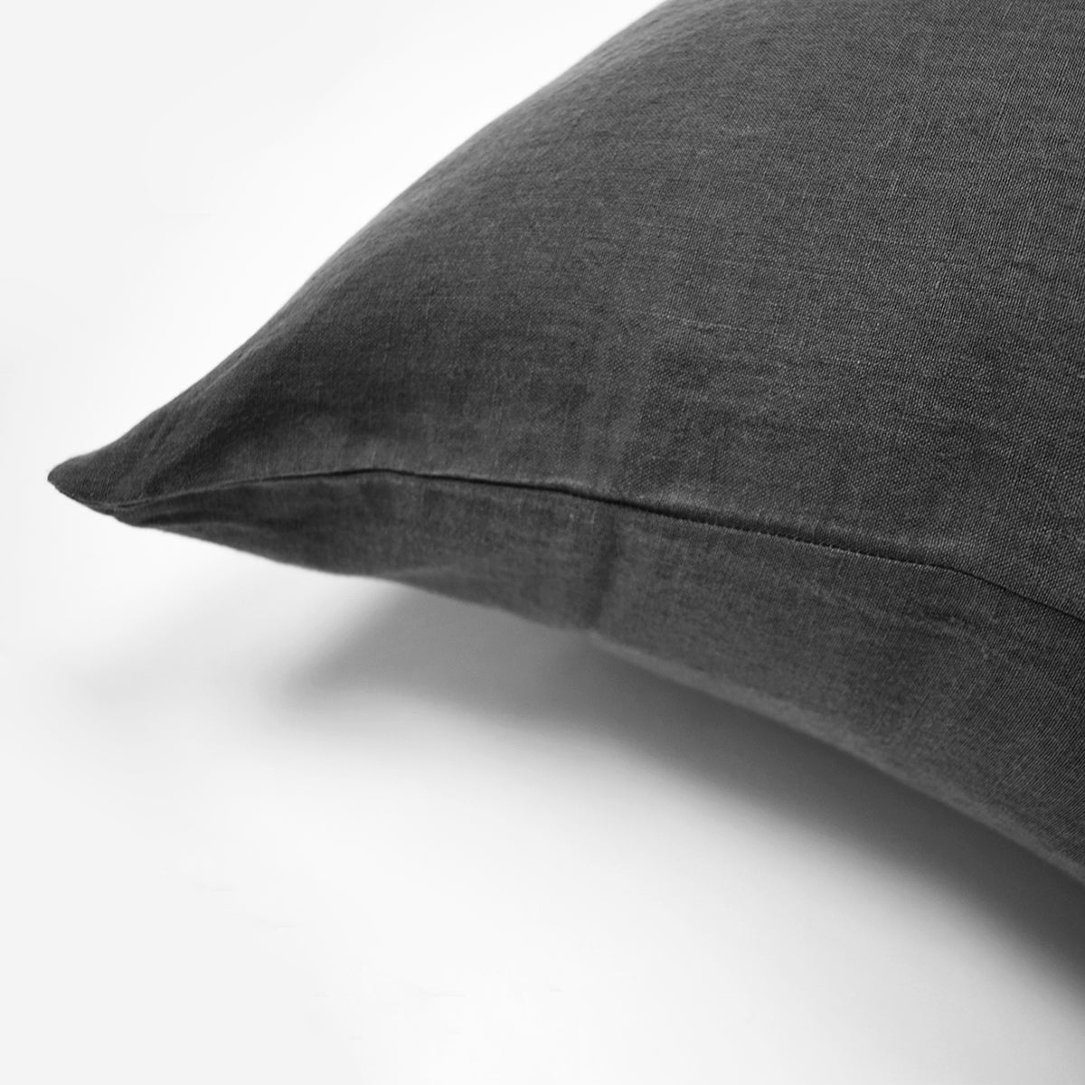 Linge Particulier Storm Grey Euro Linen Pillowcase Sham for a colorful linen bedding look in charcoal grey - Collyer&#39;s Mansion