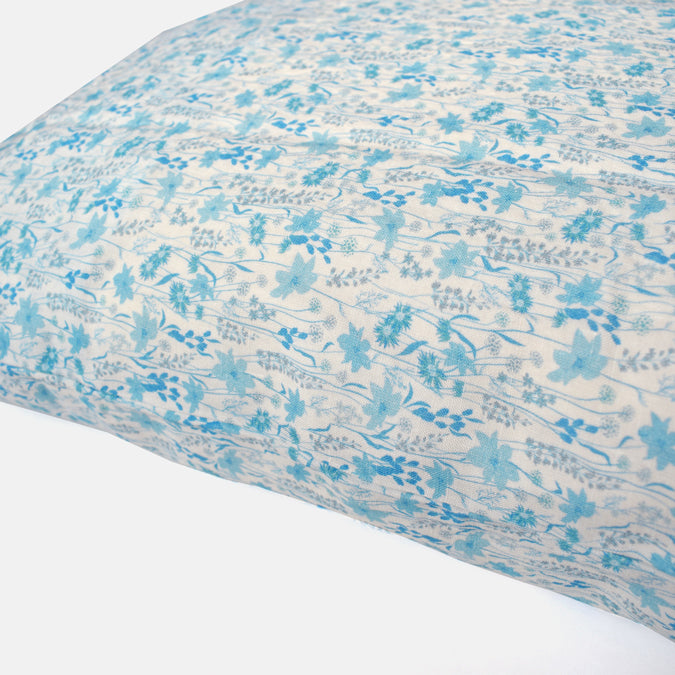 Linen Standard Pillowcase, blue flower