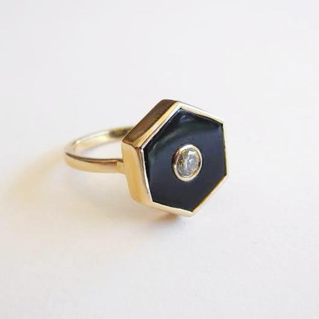 Diamond and Onyx Hexagon Europa Ring, Ring, Liz Phillips, Collyer&#39;s Mansion - Collyer&#39;s Mansion