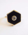 Diamond and Onyx Hexagon Europa Ring, Ring, Liz Phillips, Collyer's Mansion - Collyer's Mansion