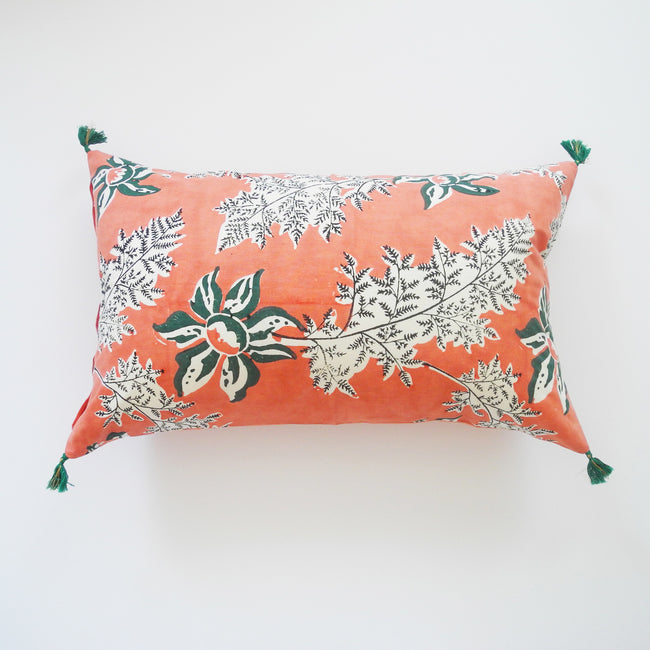 Devi Pink and Green Flower Pillow, lumbar, Pillow, Jamini, Collyer's Mansion - Collyer's Mansion