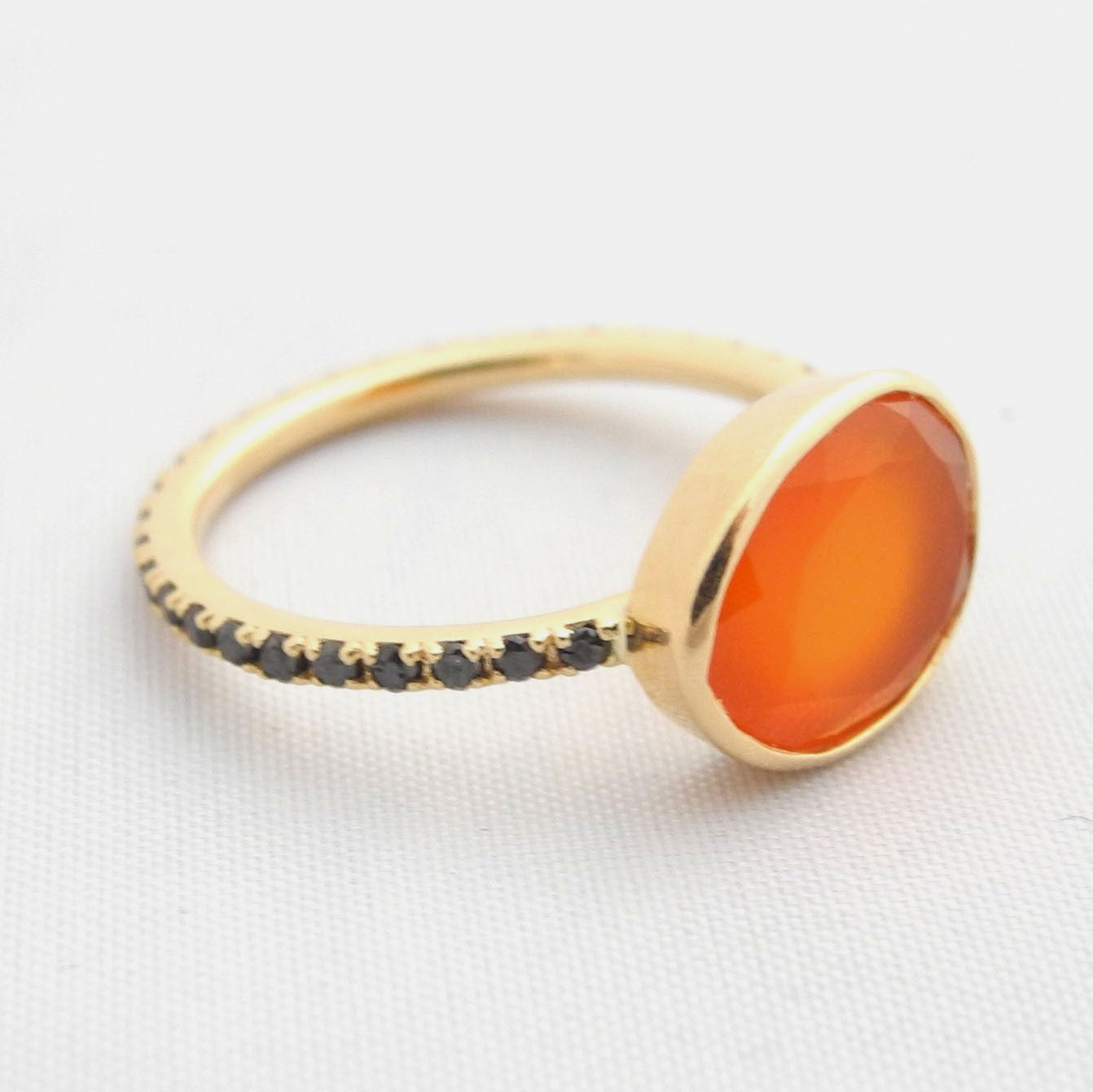 Carnelian Ring with Black Diamonds, Ring, Liz Phillips, Collyer&#39;s Mansion - Collyer&#39;s Mansion