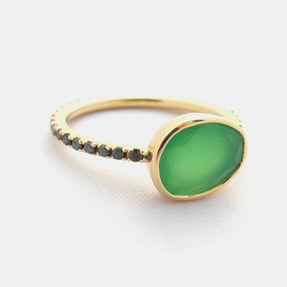 Chrysoprase Ring with Black Diamonds, Ring, Liz Phillips, Collyer's Mansion - Collyer's Mansion