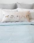 A Linge Particulier Linen Duvet in Pale Blue gives a light blue and robin's egg blue color to this duvet for a colorful linen bedding look from Collyer's Mansion
