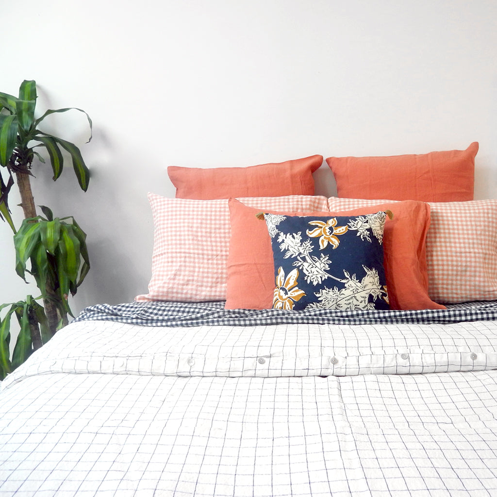 Linen Standard Pillowcase, copper gingham, Pillowcase, Linge Particulier, Collyer&#39;s Mansion - Collyer&#39;s Mansion
