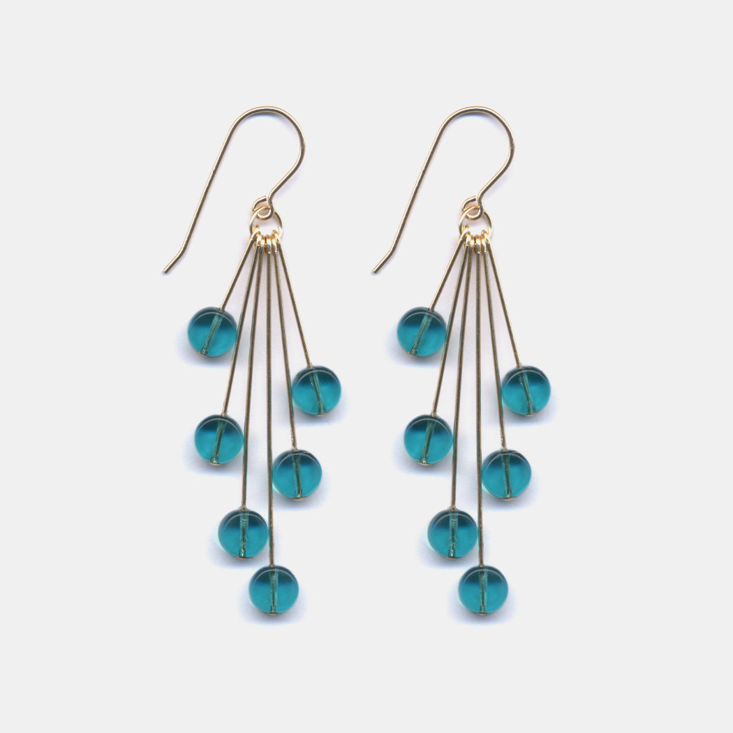 Teal Translucent Cluster Earrings