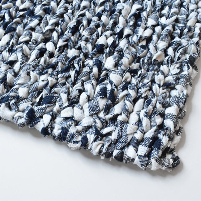 Navy Speckled Linen Knit Bath Mat