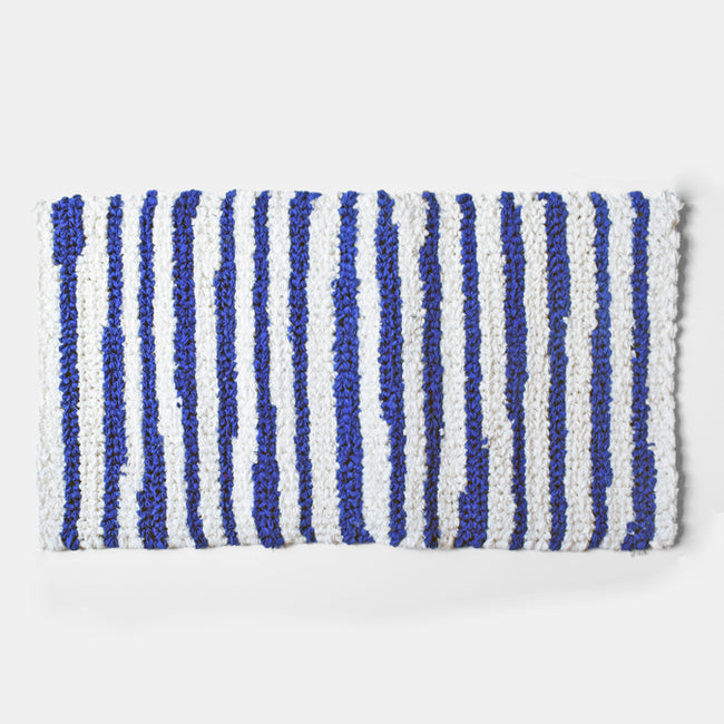 Blue Stripe Linen Knit Bath Mat