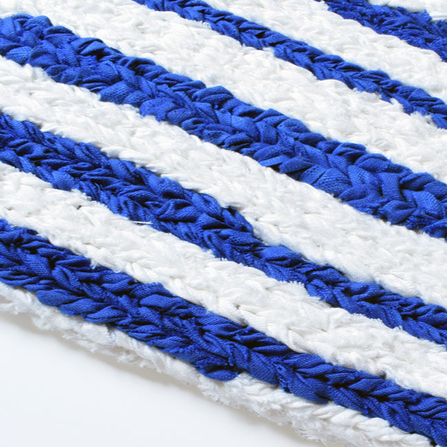 Blue Stripe Linen Knit Bath Mat