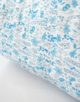 Linen Euro Pillowcase, blue flowers