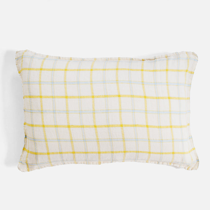 Linen Standard Pillowcase, yellow blue tile