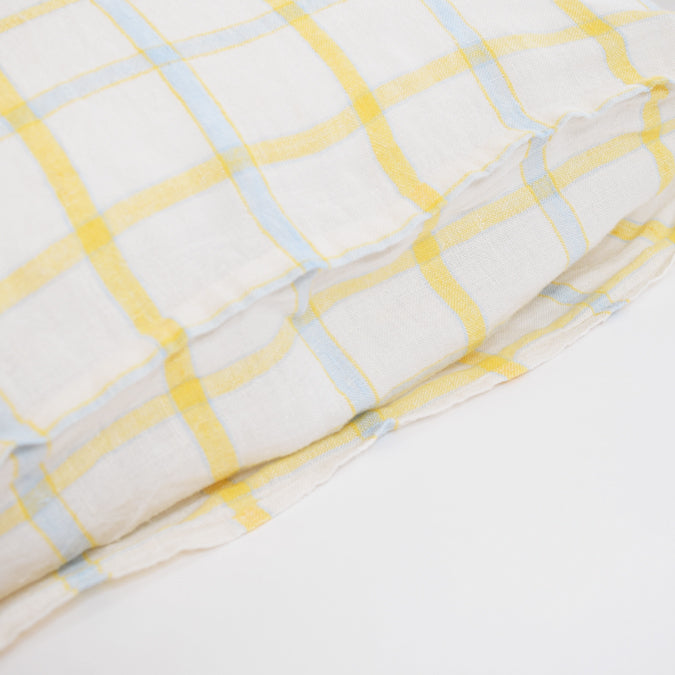 Linen Standard Pillowcase, yellow blue tile