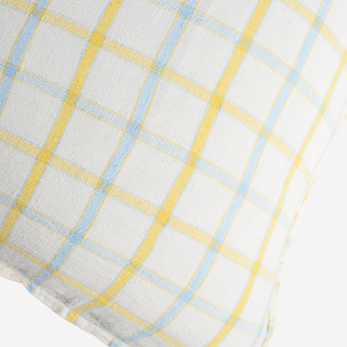 Linen Euro Pillowcase, yellow blue tile