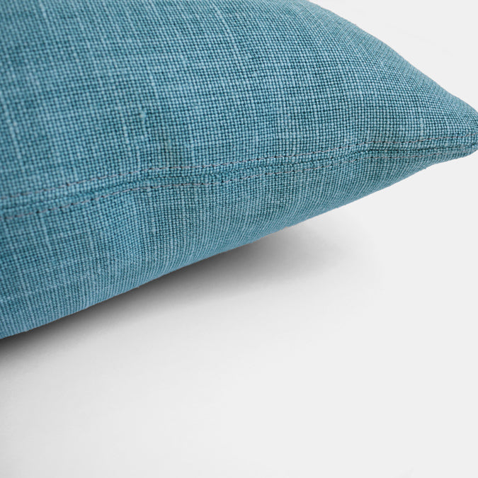 Lagoon Blue Belgian Linen Pillow, lumbar