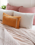 Go monochrome with this blush linen duvet and pink linen pillowcases