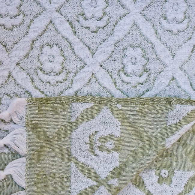 Flower Hand Towel, moss green