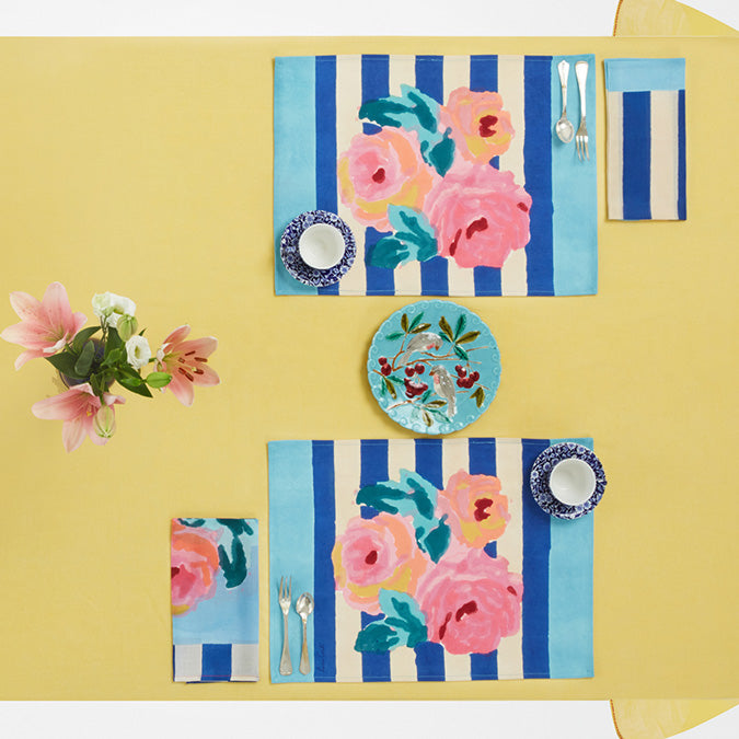 Nizam Stripes Blue Canvas Placemat