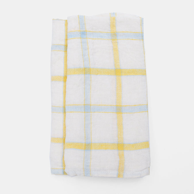 Linen Napkin, yellow blue tile