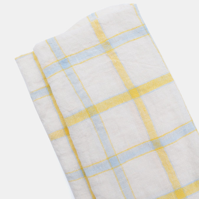 Linen Napkin, yellow blue tile