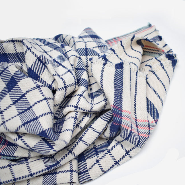 Navy Ink Blue Plaid Stripe Cotton Throw by Moismont at Collyer's Mansion