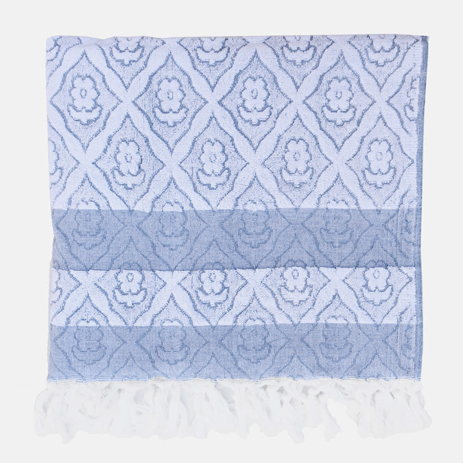 Flower Bath Towel, navy blue